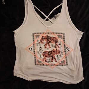 Charlotte Russe White and Black Elephant Print Tank Top